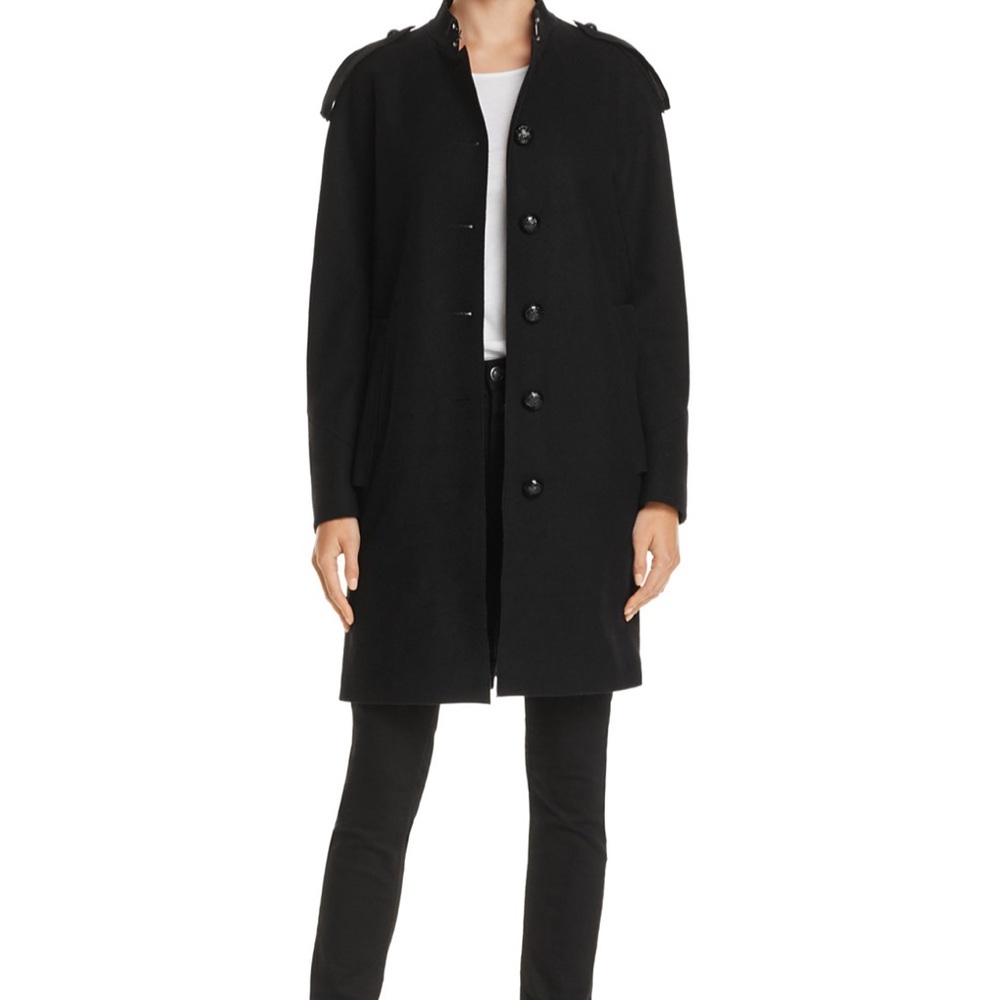 Burberry England Military Virgin Wool Overcoat Dawsmere Black